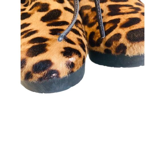 JIMMY CHOO Brown Leopard Calf Hair Baxter Wedge Lace Up Ankle Booties Size 34.5 - Picture 7 of 9